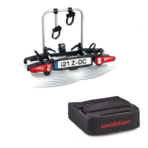 Set UEBLER i21 Z Fahrradtraeger 18110DC 2 Raeder mit 90° Abklappung Rueckfahrkontrolle inkl. Tasche