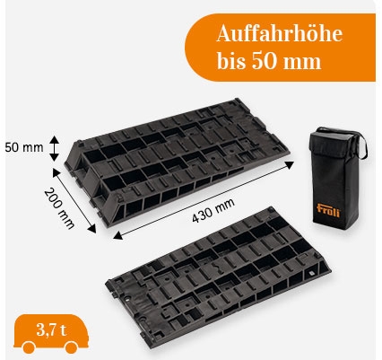 FROLI Kompaktkeil Auffahrkeil 2er-Set mit Tasche schwarz - 76686