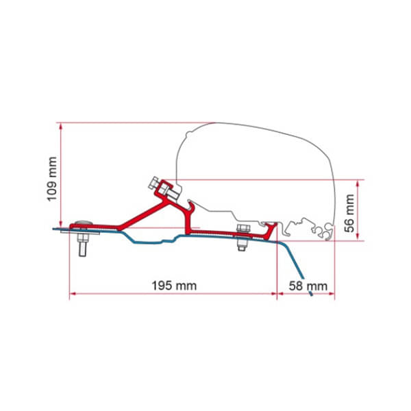 Markise FIAMMA F80 S 320 Royal grey Gehaeuse titanium inkl. Adapter Renault Master Opel Movano H2 L2 ab Modelljahr 2010