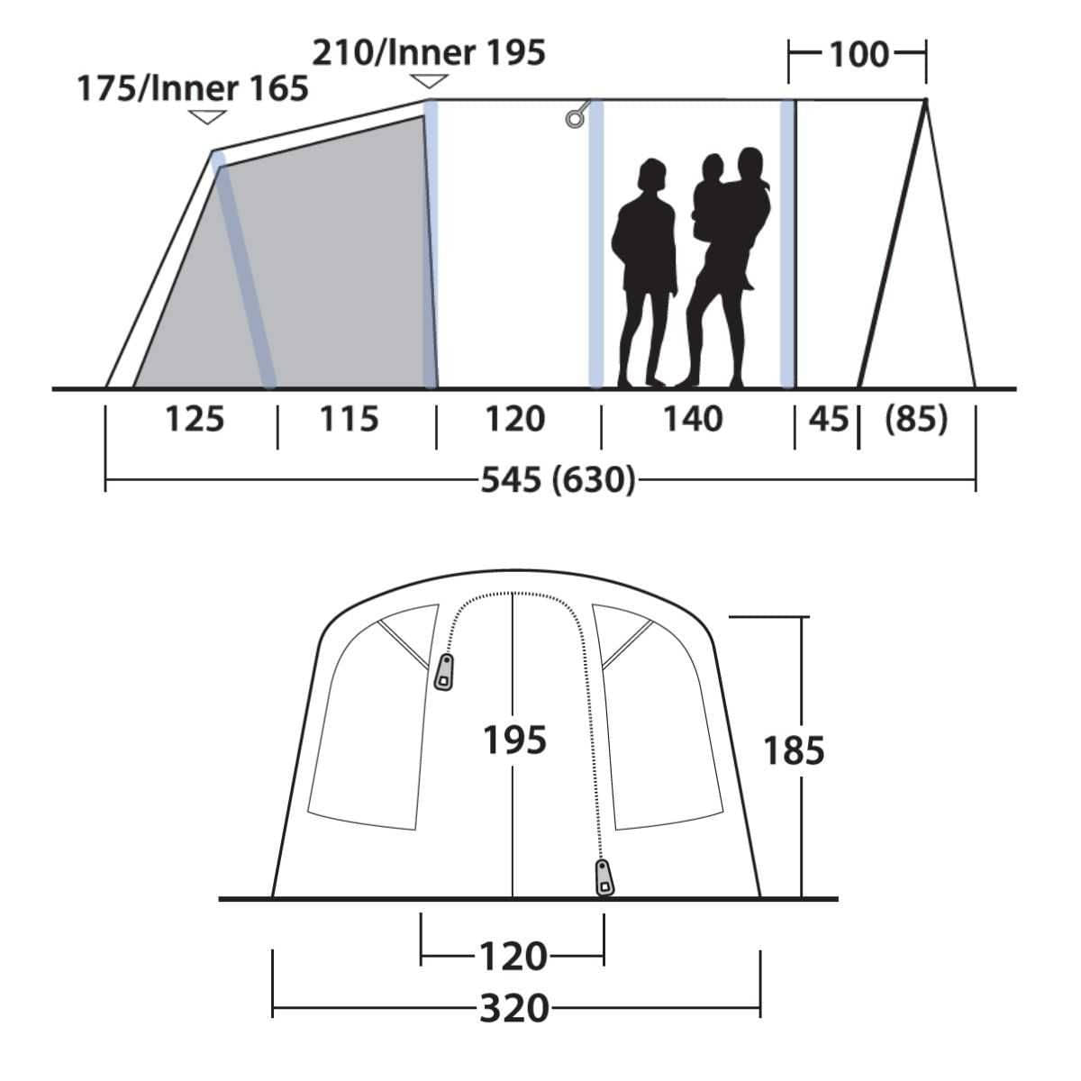 Outwell aufblasbares Familienzelt Colorado 5 Air - 111466