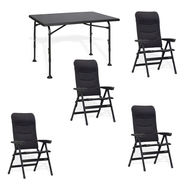 Set 1 Tisch WESTFIELD Aircolite 120 Black Edition Tisch 120 x 80 cm - Performance Series - 201-27251 und 4 Stuehle WESTFIELD Advancer S Stuhl anthracite grey - Performance Series - 201-886 AG