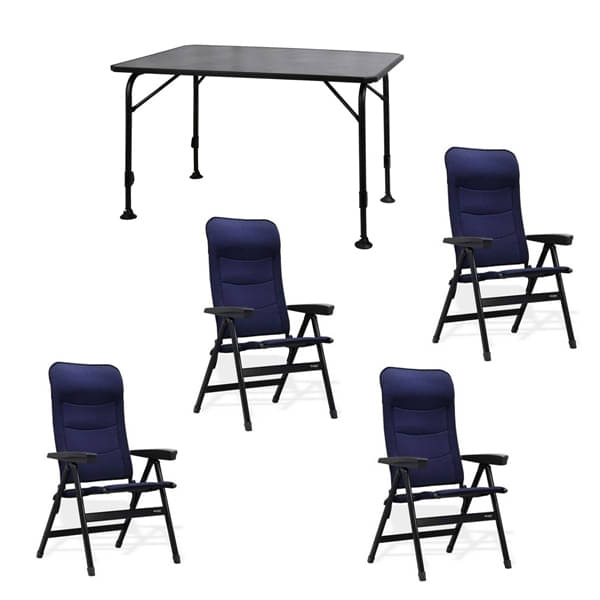 Set WESTFIELD Tisch Universal & 4 Stühle Advancer S dark blue Set 1 Tisch WESTFIELD Universal Tisch 120 x 80 cm - Avantgarde Series - 101-740 und 4 Stuehle WESTFIELD Advancer S Stuhl dark blue - Performance Series - 201-886 DB