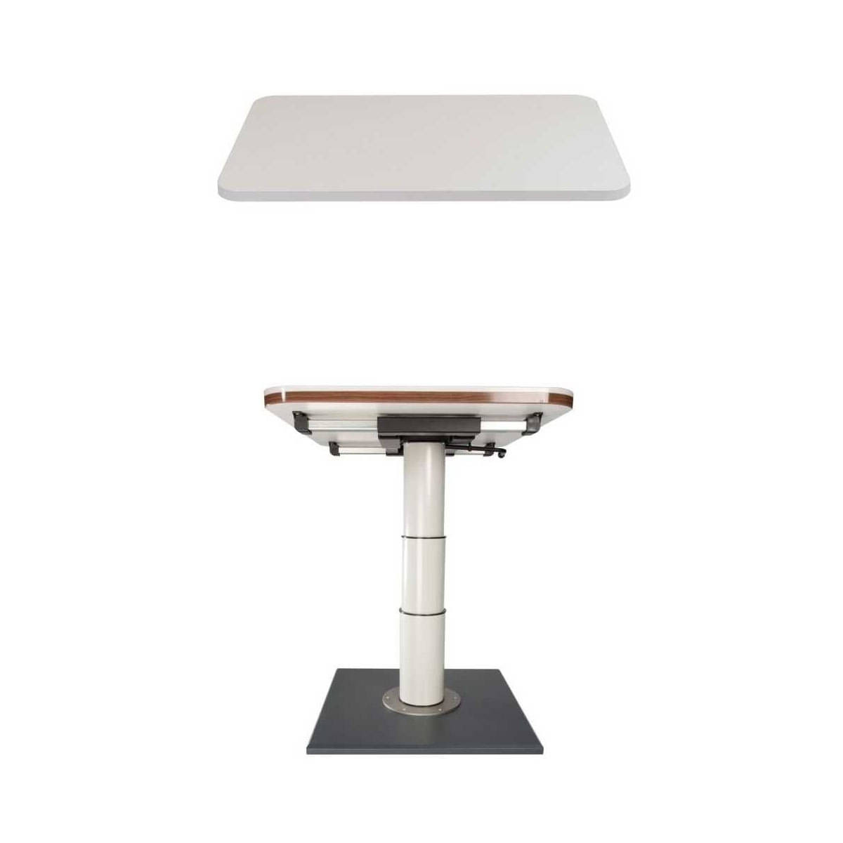 ILSE TECHNIK Liftgestell mit Verschiebung 5988 inkl. Leichtbautischplatte weiss hochglanz 45 x 80 x 2-8 cm