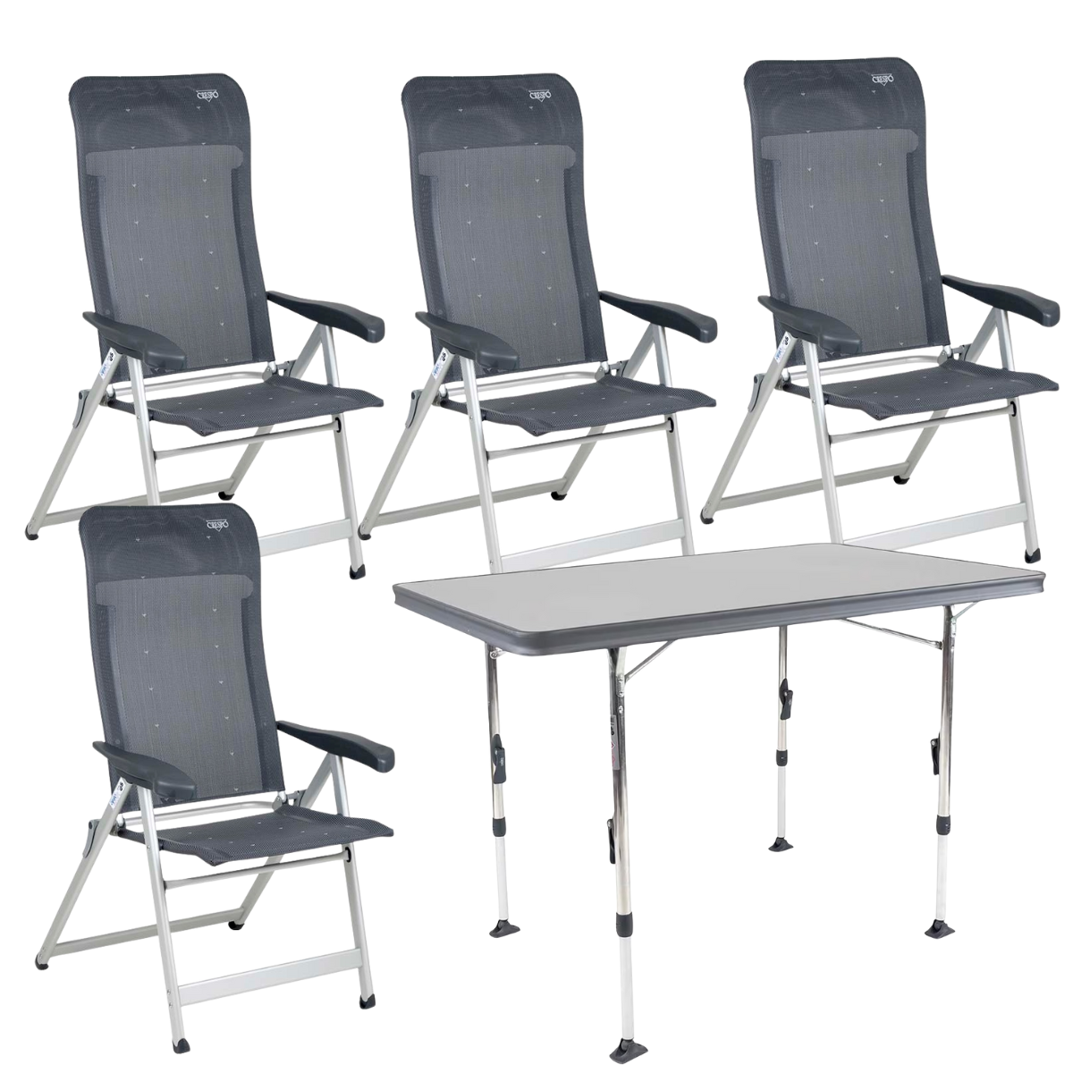CRESPO Campingstuhl Classic AL/237 anthrazit 4er-Set & Tisch Ligero AL/247 110x70 cm grau CRESPO Campingstuhl Classic AL-237 anthrazit 4er-Set - Tisch Ligero AL-247 110x70 cm grau - 1149082 1151378