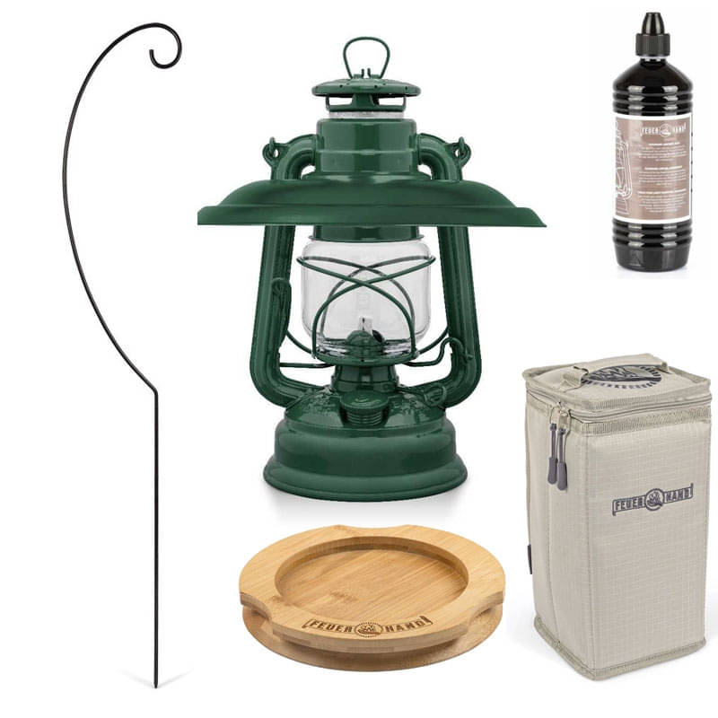 FEUERHAND Sturmlaterne 276 Moss Green Premium-Set 3.0