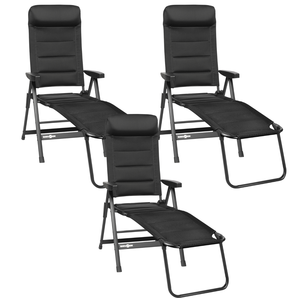 BRUNNER Campingstuhl SKYE 3D Schwarz mit Beinauflagen 3er-Set - 0404063N-C09 0404064N.C09