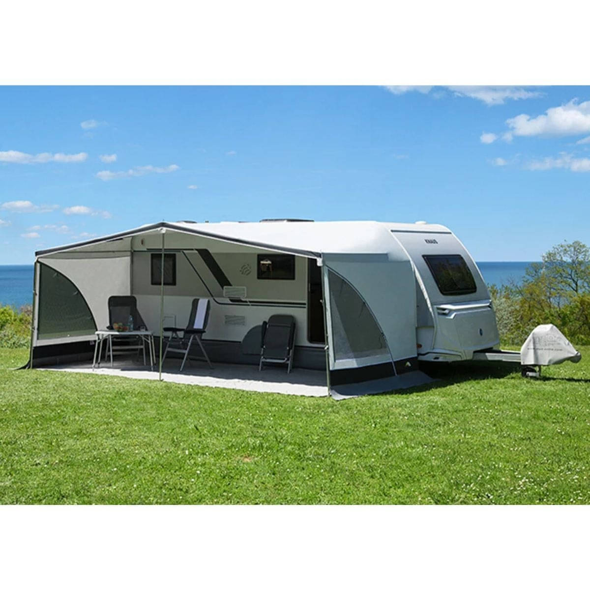 DWT Wohnwagen-Vorzelt WINNER Gr. 15 Umlaufmass 971-1000 cm Tiefe 240 cm mit 28 mm Alu-Gestaenge - 112085ALU