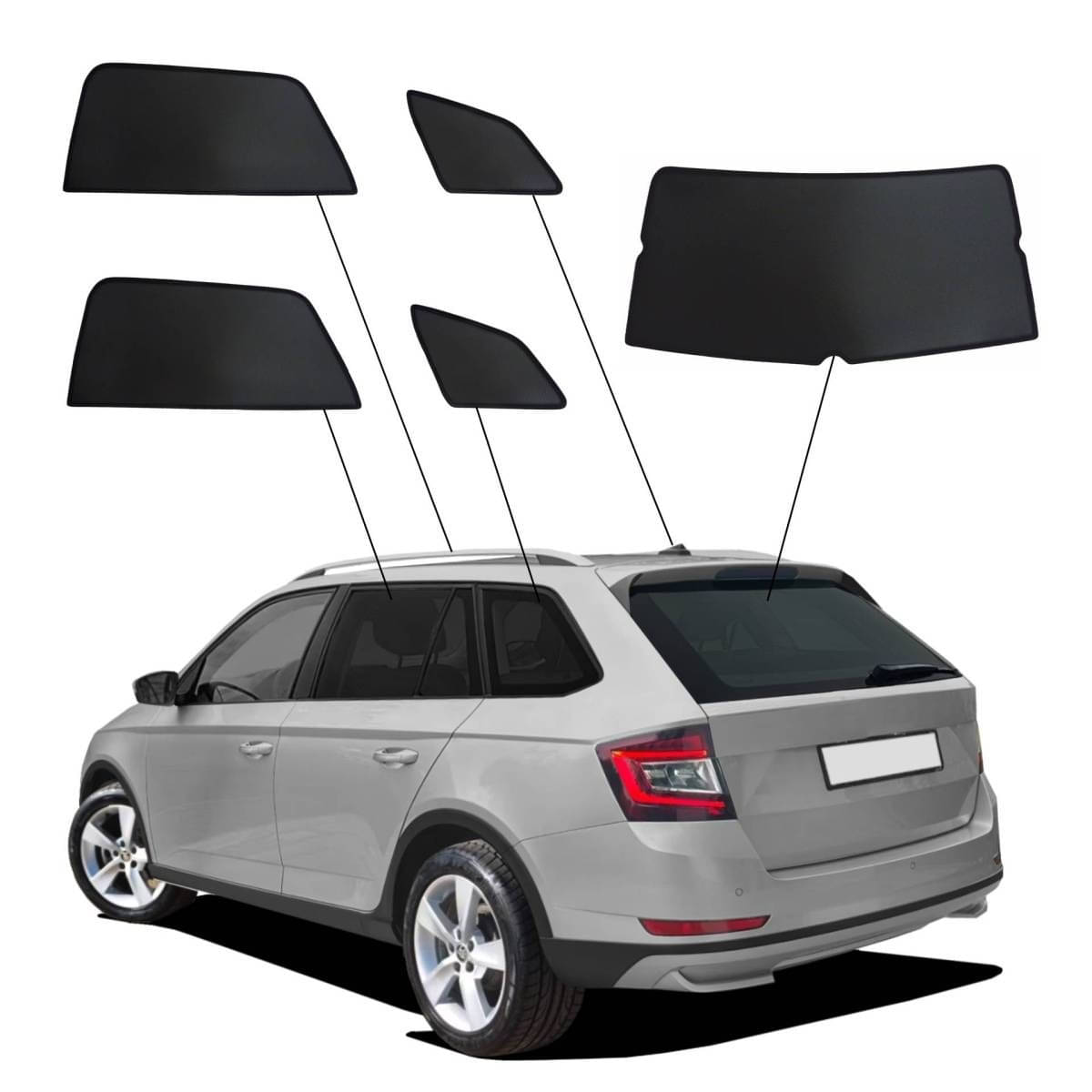 WINDESA SunClip Sonnenschutz - Sichtschutz Skoda Fabia Bj. 2014-2022 Set ABC - sun-10472abc