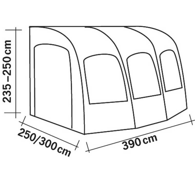 REIMO TENT aufblasbares Wohnwagenzelt TAVIRA AIR 390 x 250-300 cm - 93826