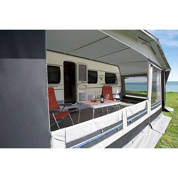 DWT Wohnwagen-Vorzelt POLO Gr. 10 Umlaufmass 821-850 cm Tiefe 240 cm mit 25 mm Stahlgestaenge