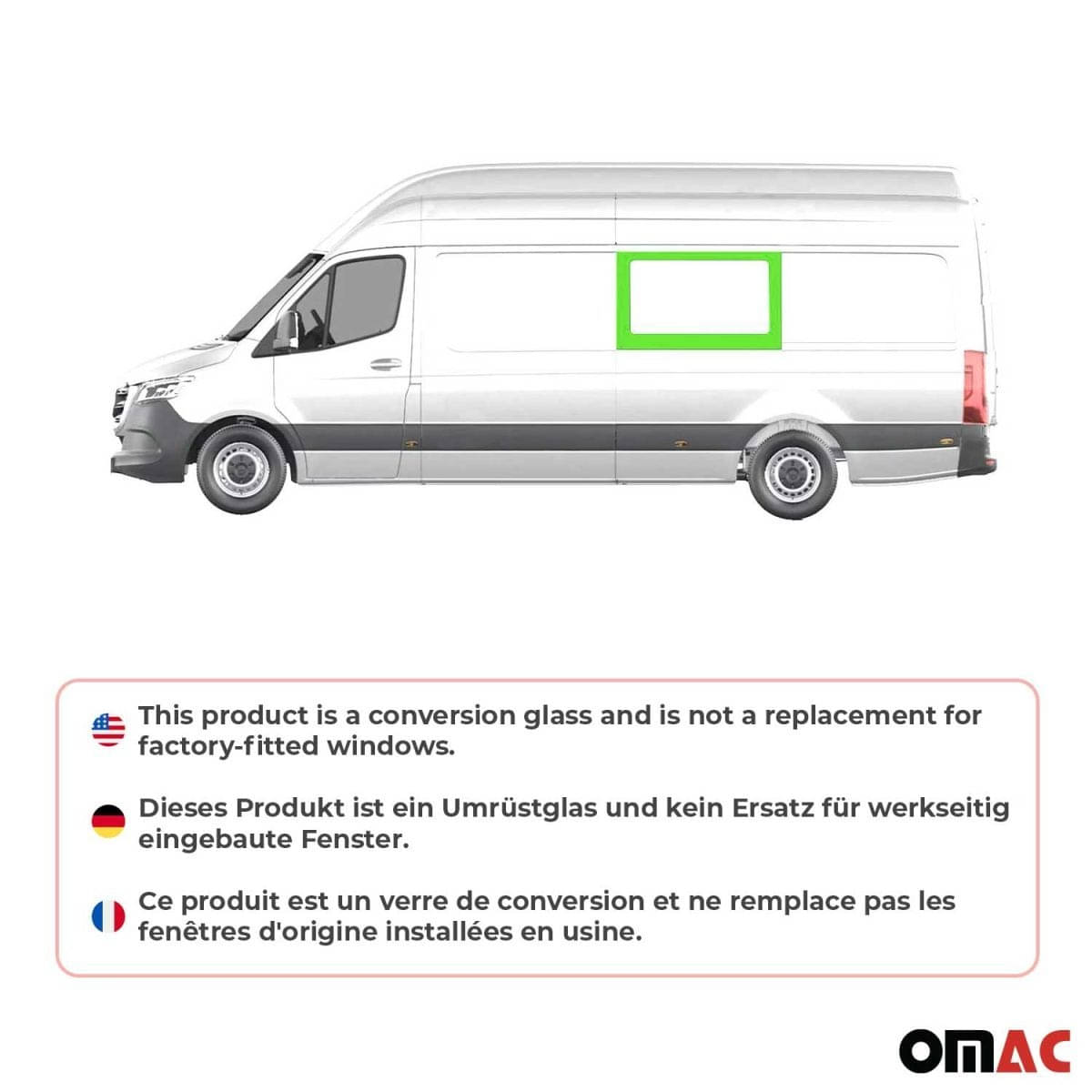 OMAC Seitenfenster Seitenscheibe VW Crafter L3-L4 Bj. 2006-2017 Mitte Links - A050983