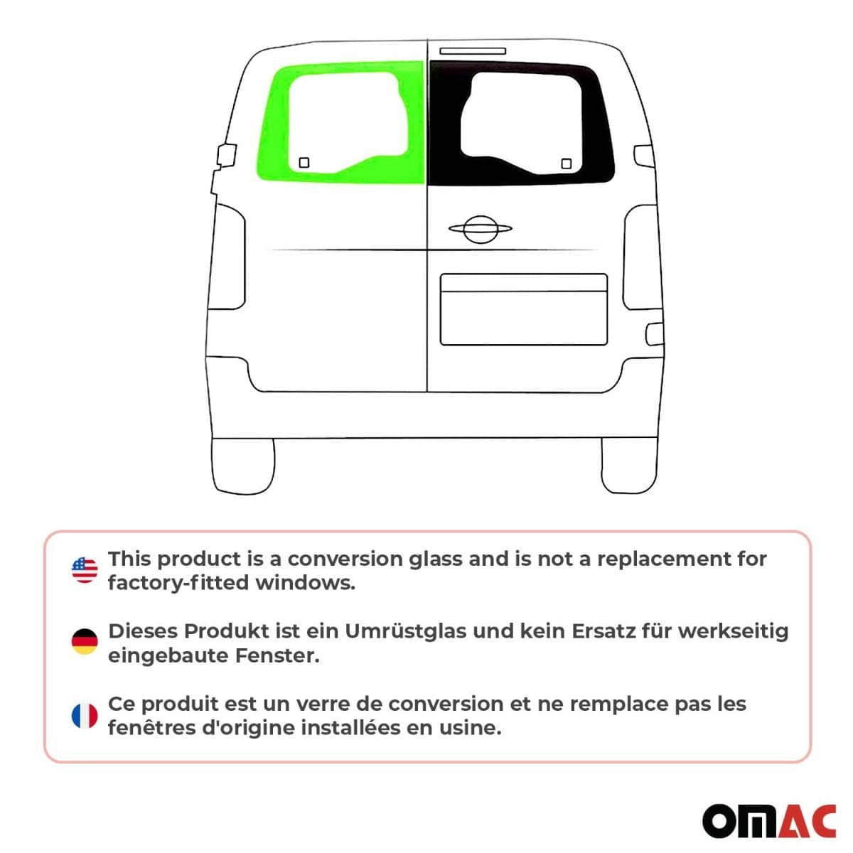OMAC Heckscheibe Heckfenster Fiat Scudo L1-L2-L3 ab Bj. 2022 Fluegeltuer Links - A050813