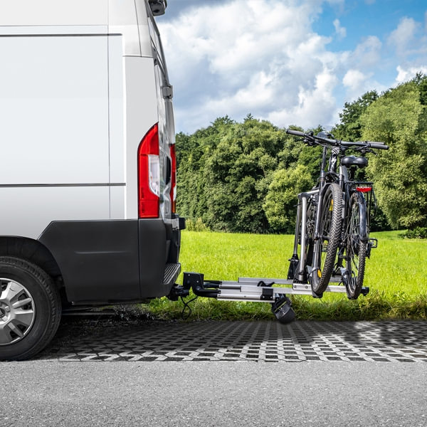 Fahrradtraeger EUFAB SD260 ausziehbar fuer 2 Raeder Hecktueren 11596 - Speziell für Pkw- Kastenwagen Vans und Wohnmobile mit Flügeltüren