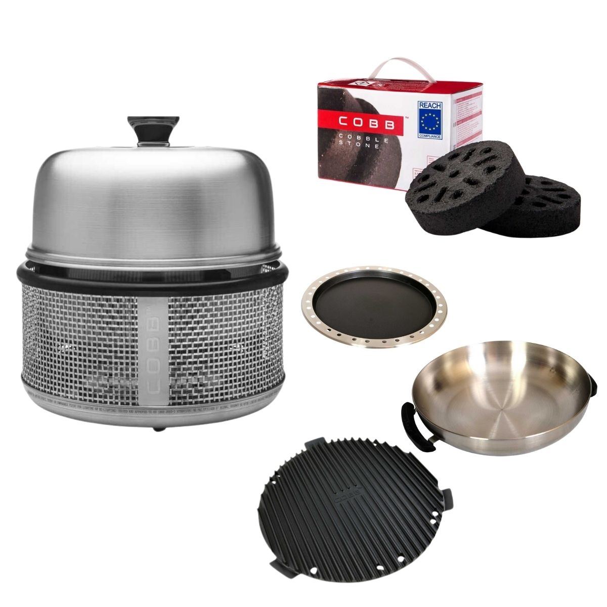 COBB Premier Air Deluxe und Griddle Premier - und Pfanne und Wok und Cobble Stone