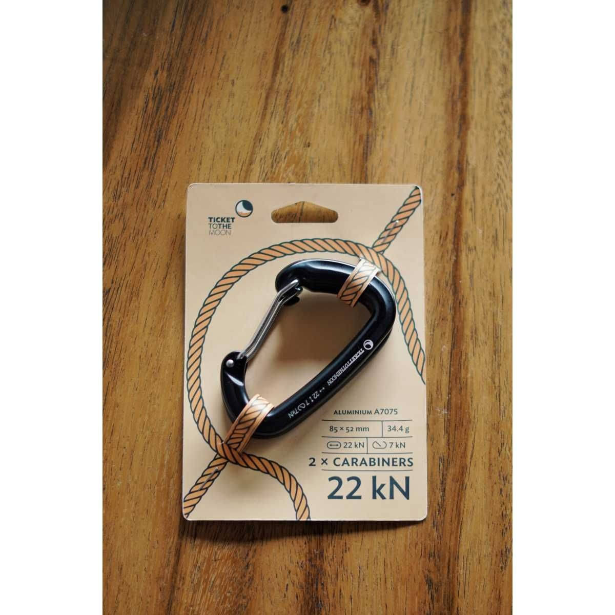 TICKET TO THE MOON Aluminium Carabiner 22kN 2200 kg 2er-Set - TMBINER22