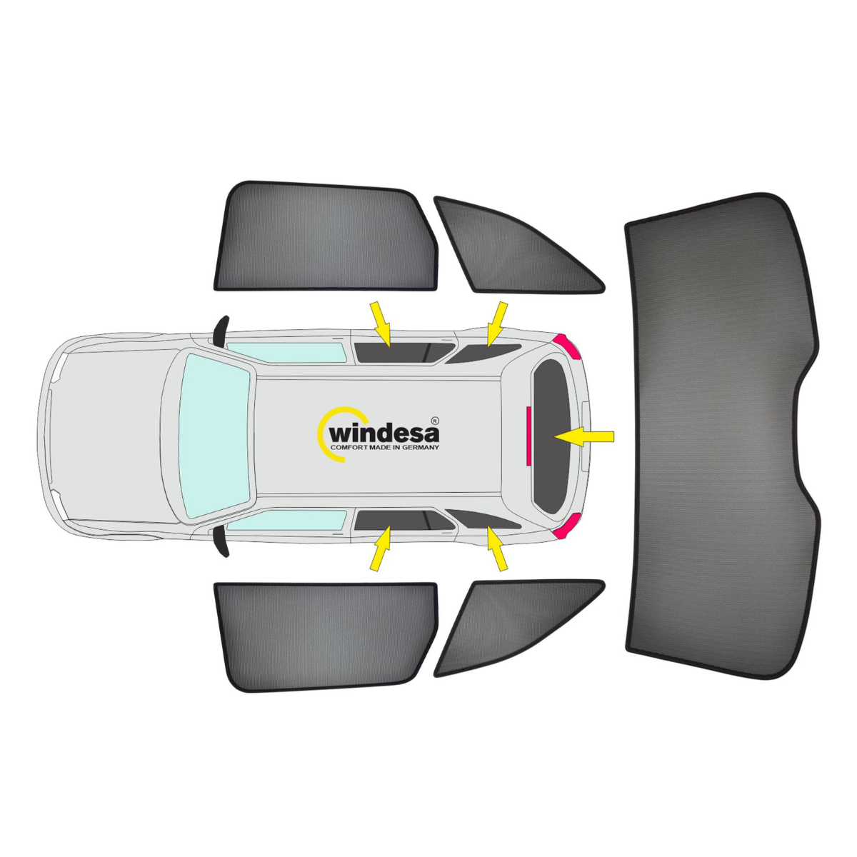 WINDESA SunClip Sonnenschutz - Sichtschutz BMW X5 ab Bj. 2018 Set ABC