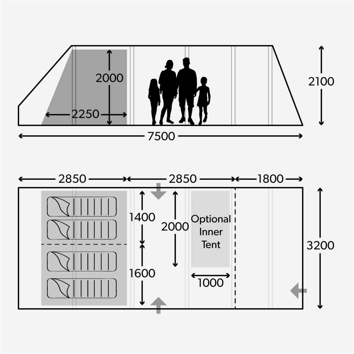 DOMETIC aufblasbares Familienzelt ASCENSION FTX 401 Gruen inkl. Teppich und Unterlage