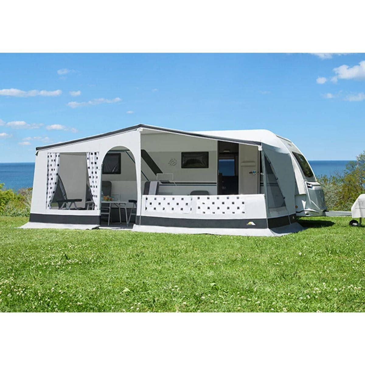 DWT Wohnwagen-Vorzelt WINNER Gr. 18 Umlaufmass 1061-1090 cm Tiefe 240 cm mit 28 mm Alu-Gestaenge - 112088ALU