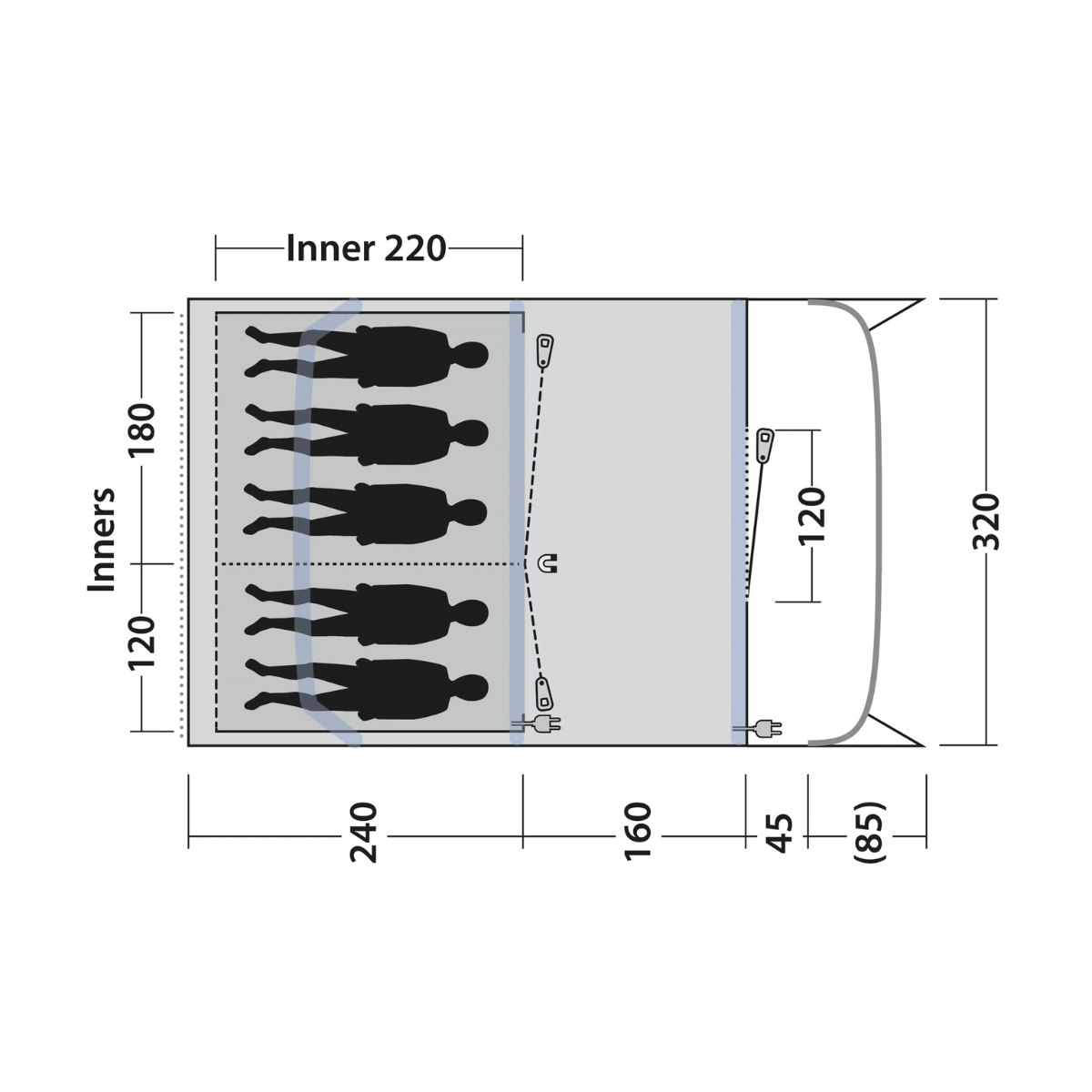 Outwell aufblasbares Familienzelt Monterey 5 Air inkl. Teppich und Unterlage - 111465