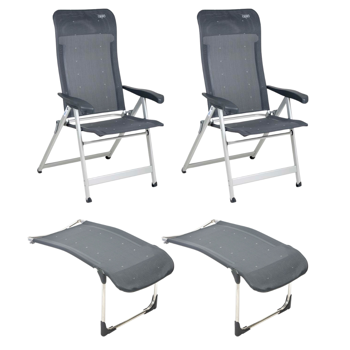 CRESPO Campingstuhl Classic AL-237 anthrazit - Beinauflagen R-215-M 2er-Set - 1149082 1104890