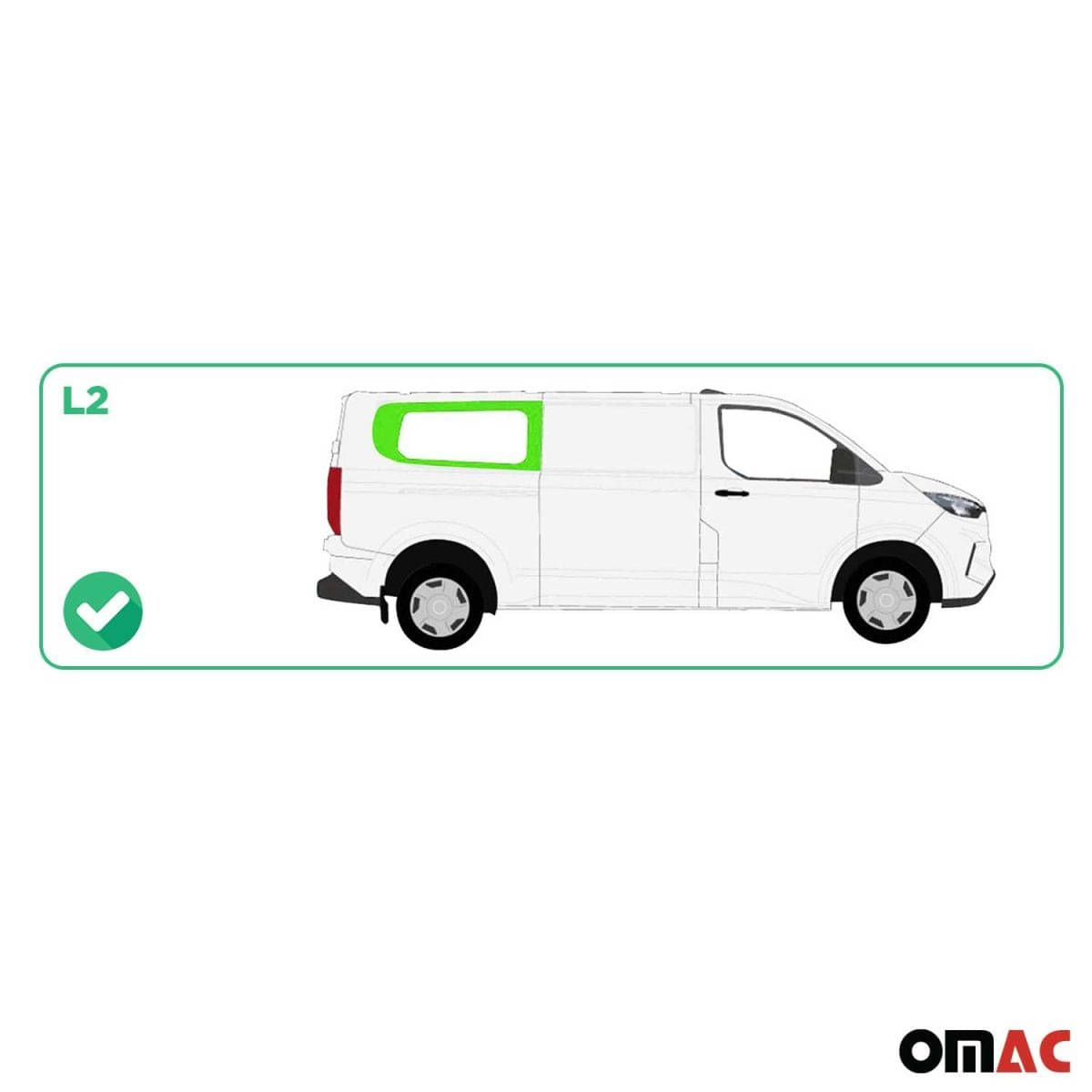 OMAC Seitenfenster Seitenscheibe Ford Transit Custom V710 L2 ab Bj. 2023 Hinten Rechts - 2659405L-1RSFR