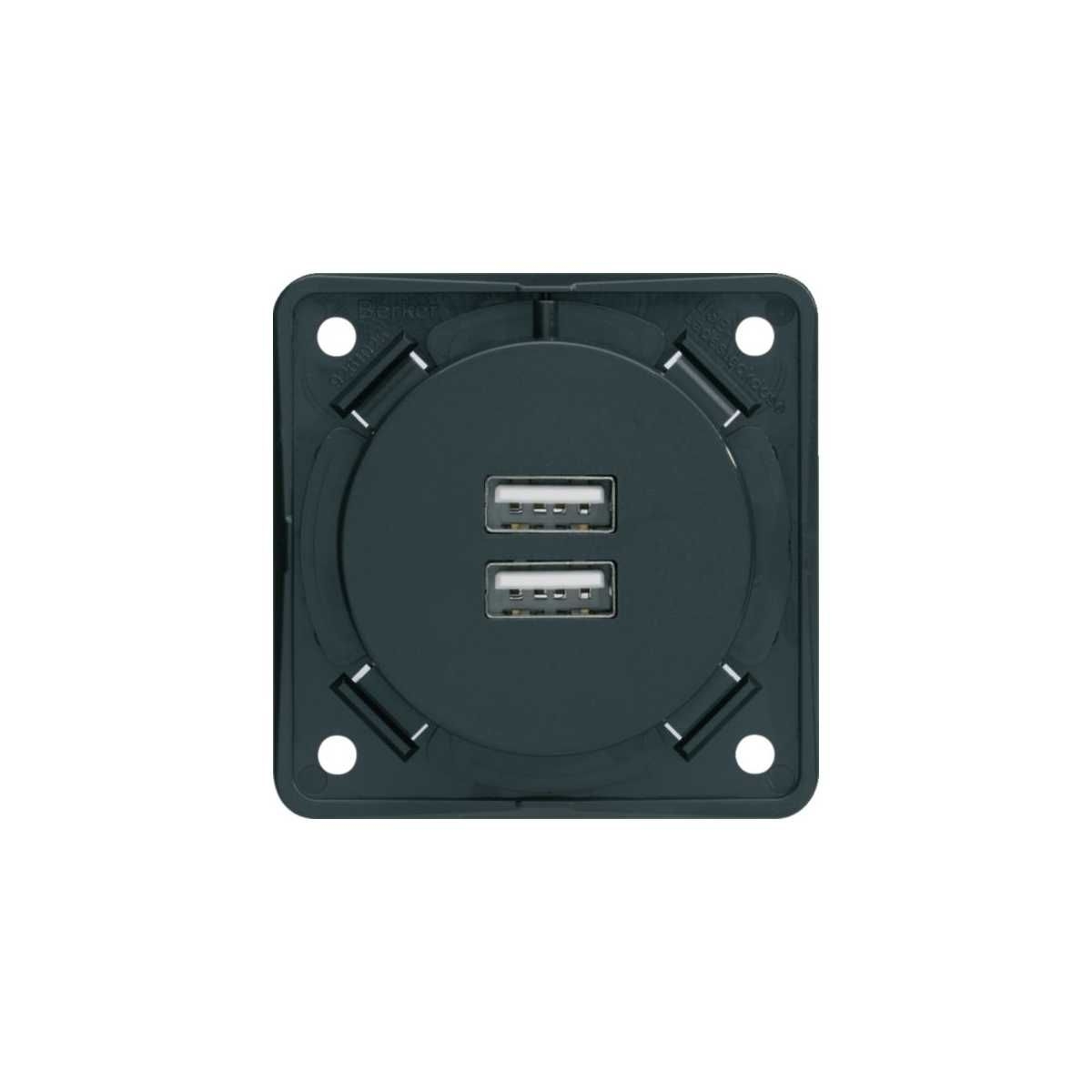 BERKER INTEGRO Flow Einbau-USB-Doppelladesteckdose 230V anthrazit matt - 9 2610 25 05