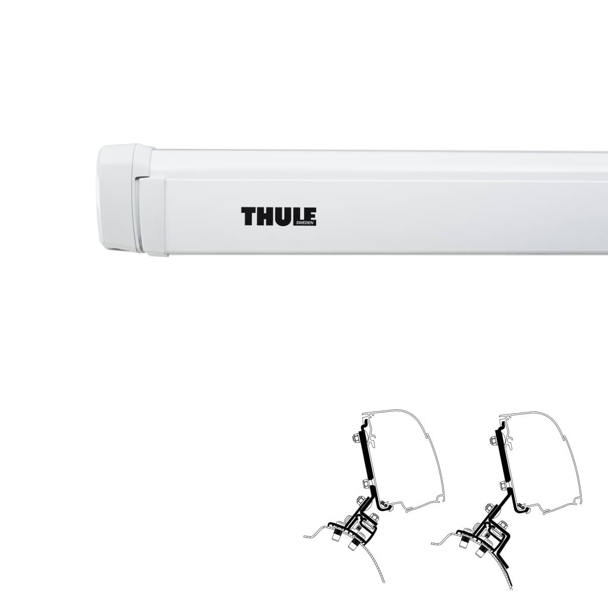 THULE Markise 4200 Mystic grau 260 cm Gehäuse weiß inkl. Adapter PSA Fahrzeuge ab 2016 THULE Omnistor Markise 4200 Gehaeuse weiss Tuch Mystic grau 260 cm - 302800