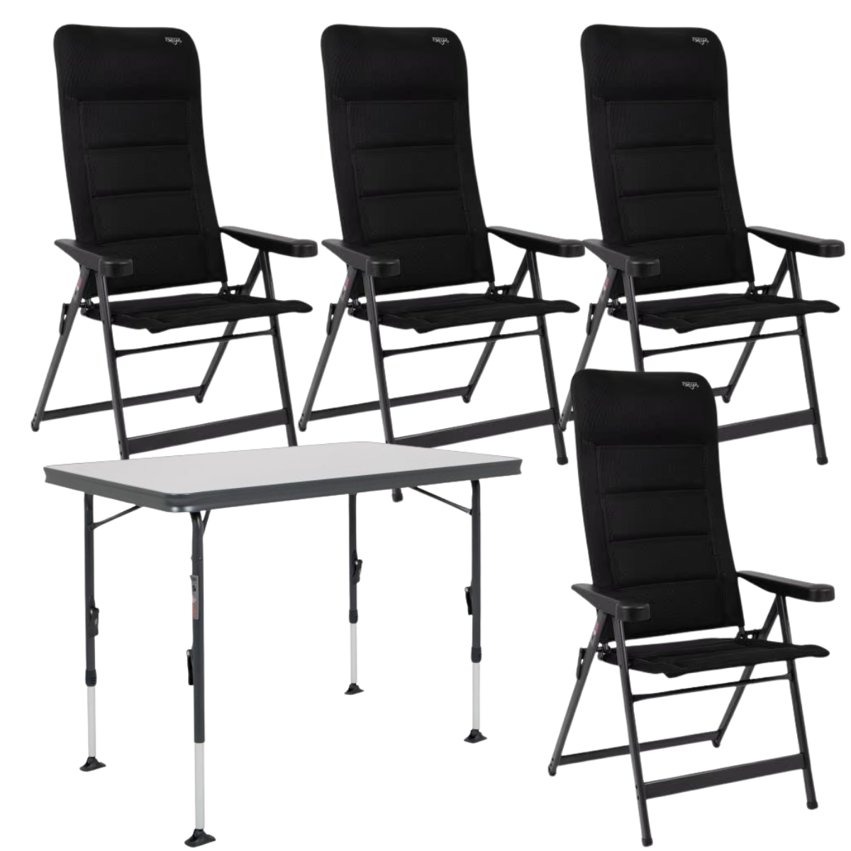 CRESPO Campingstuhl Air Deluxe AP/240-AD schwarz 4er-Set & Tisch Sevilla AP/247 110x70 cm schwarz CRESPO Campingstuhl Air Deluxe AP-240-AD schwarz 4er-Set - Tisch Sevilla AP-247 110x70 cm schwarz - 1149141 1151383