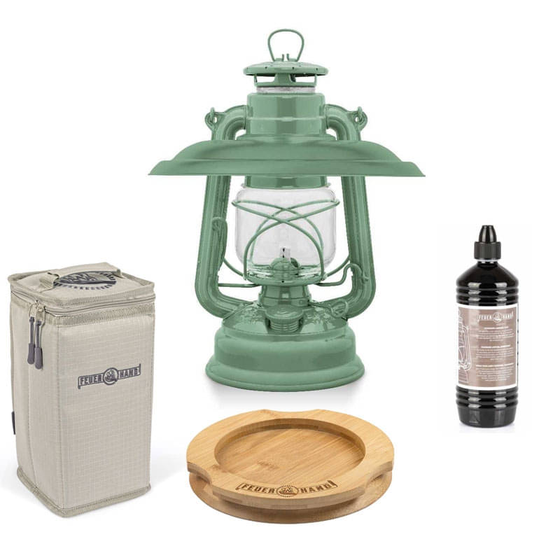 FEUERHAND Sturmlaterne 276 Sage Green Komplett-Set 5.0