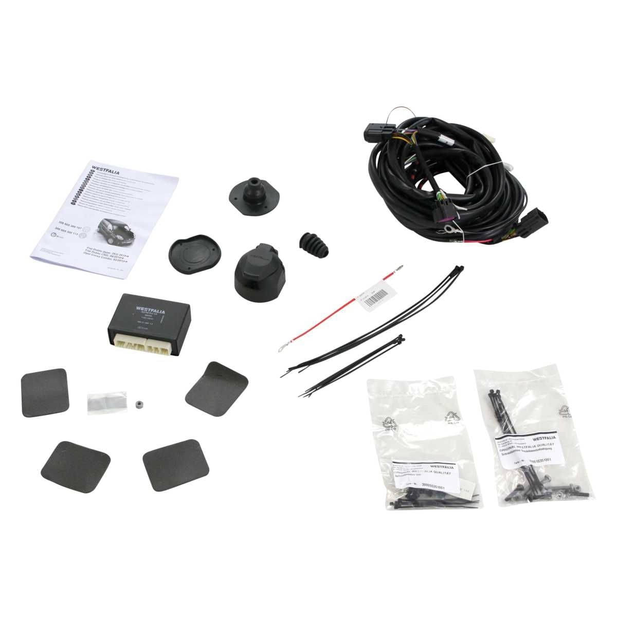 Westfalia Starre Anhaengerkupplung fuer Opel Combo -BJ 02-2012-08-2018- Fiat Doblo -inkl Cargo- -ab BJ 02-2010-06-2022- - im Set mit 13-pol. fahrzeugspezifischem Elektrosatz - 306368900113