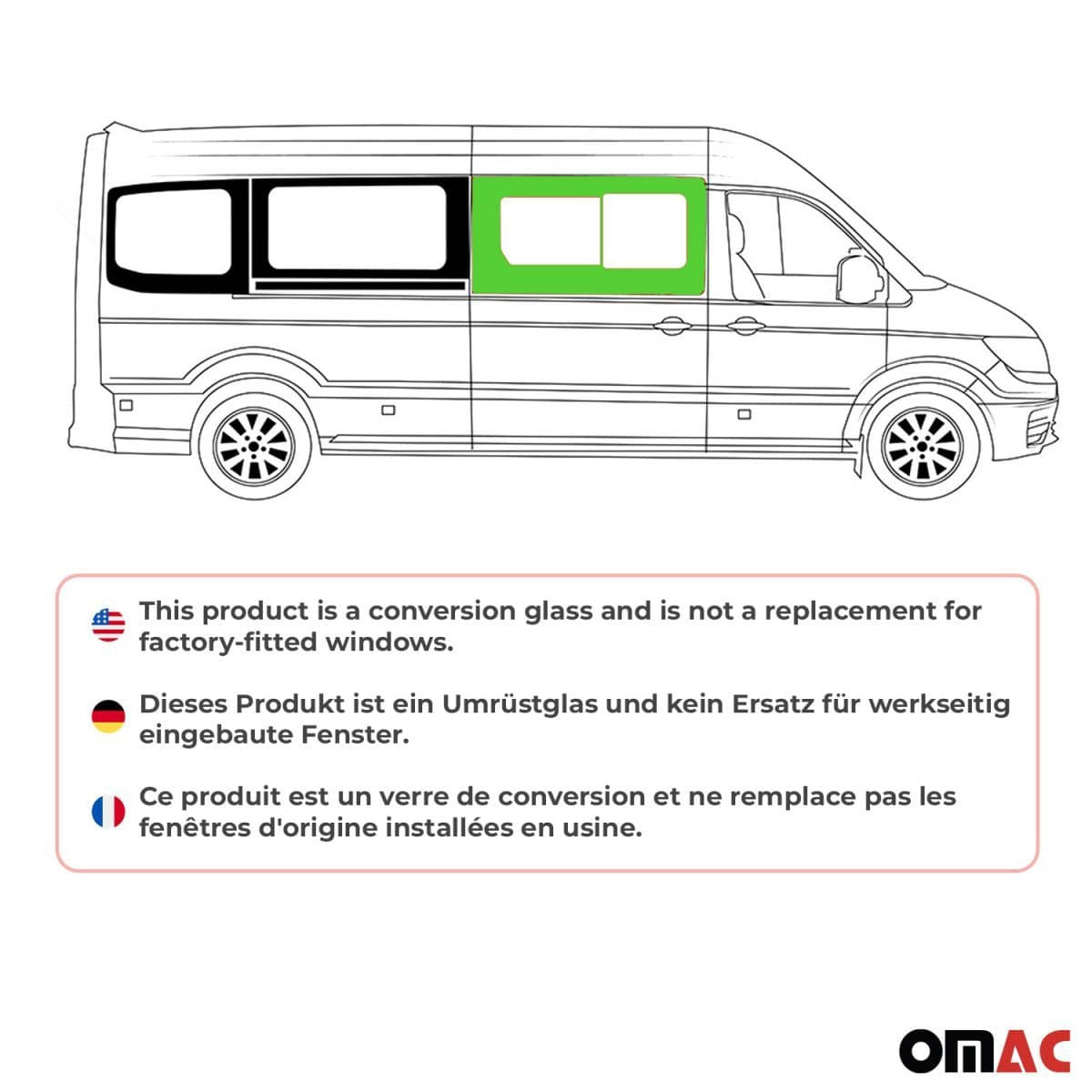 OMAC Seitenfenster Schiebefenster VW Crafter L2 ab Bj. 2017 Schiebetür Rechts OMAC Seitenfenster Schiebefenster VW Crafter L2 ab Bj. 2017 Schiebetuer Rechts - 7556405-1FSDSR