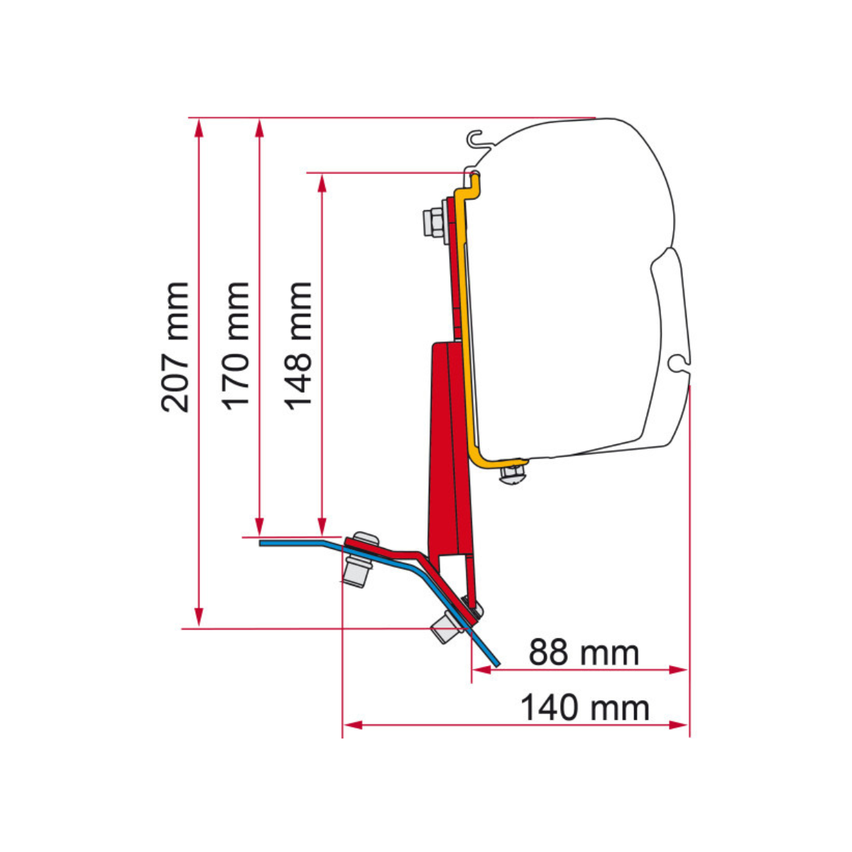 FIAMMA Adapter Kit Deep black Ford Custom Lift Roof fuer Markise F35pro F45 F43 98655Z169 - 98655Z169