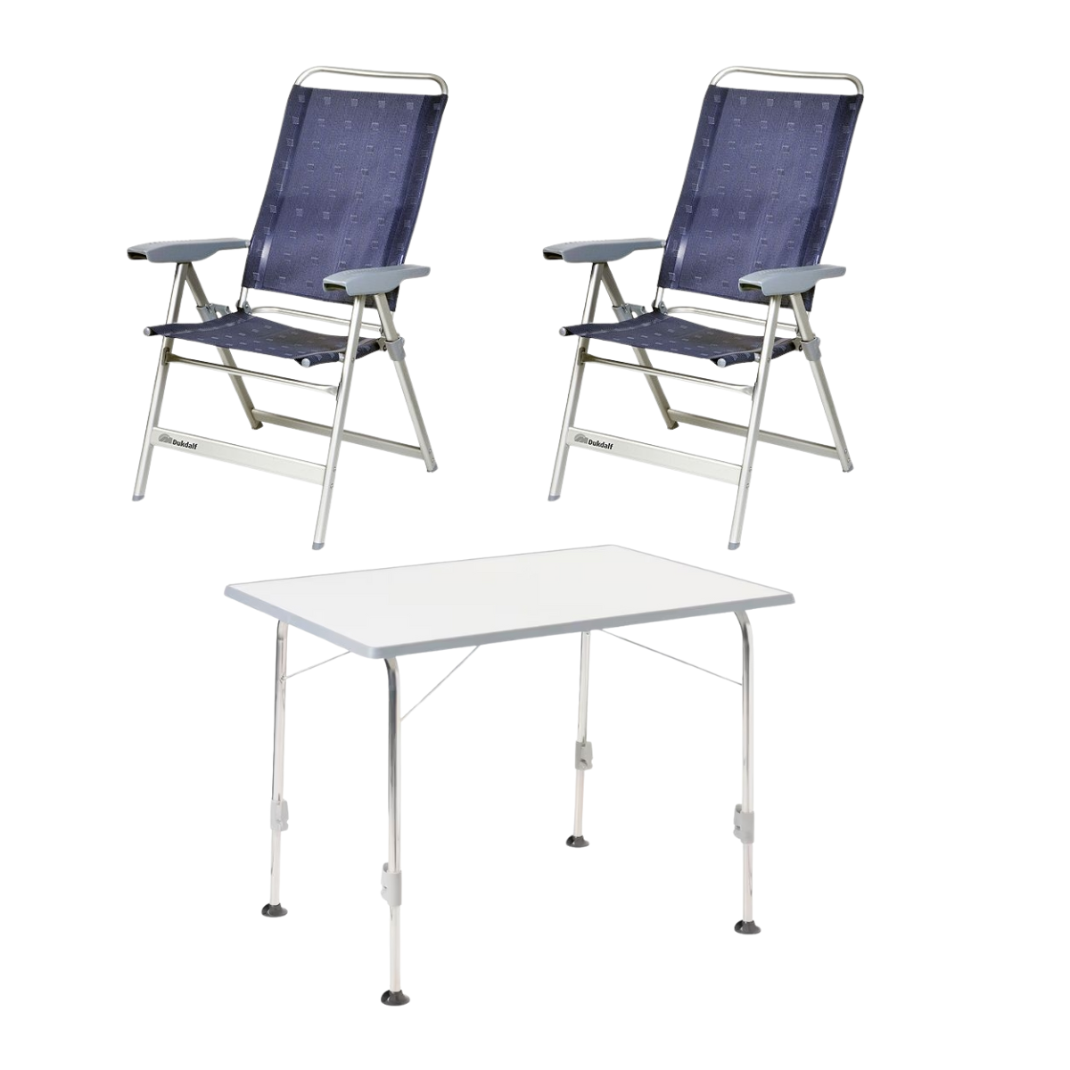 DUKDALF Stuhl Dynamic blau 2er-Set - Tisch STABILIC II 100x68 cm hellgrau - 41-00-4611-4 40-24-1006.8