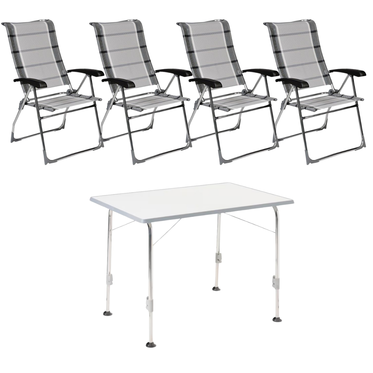 DUKDALF Stuhl Aspen silber anthrazit 4er-Set - Tisch STABILIC III 115x70 cm hellgrau - 42-01-0649-4 40-24-1157.0