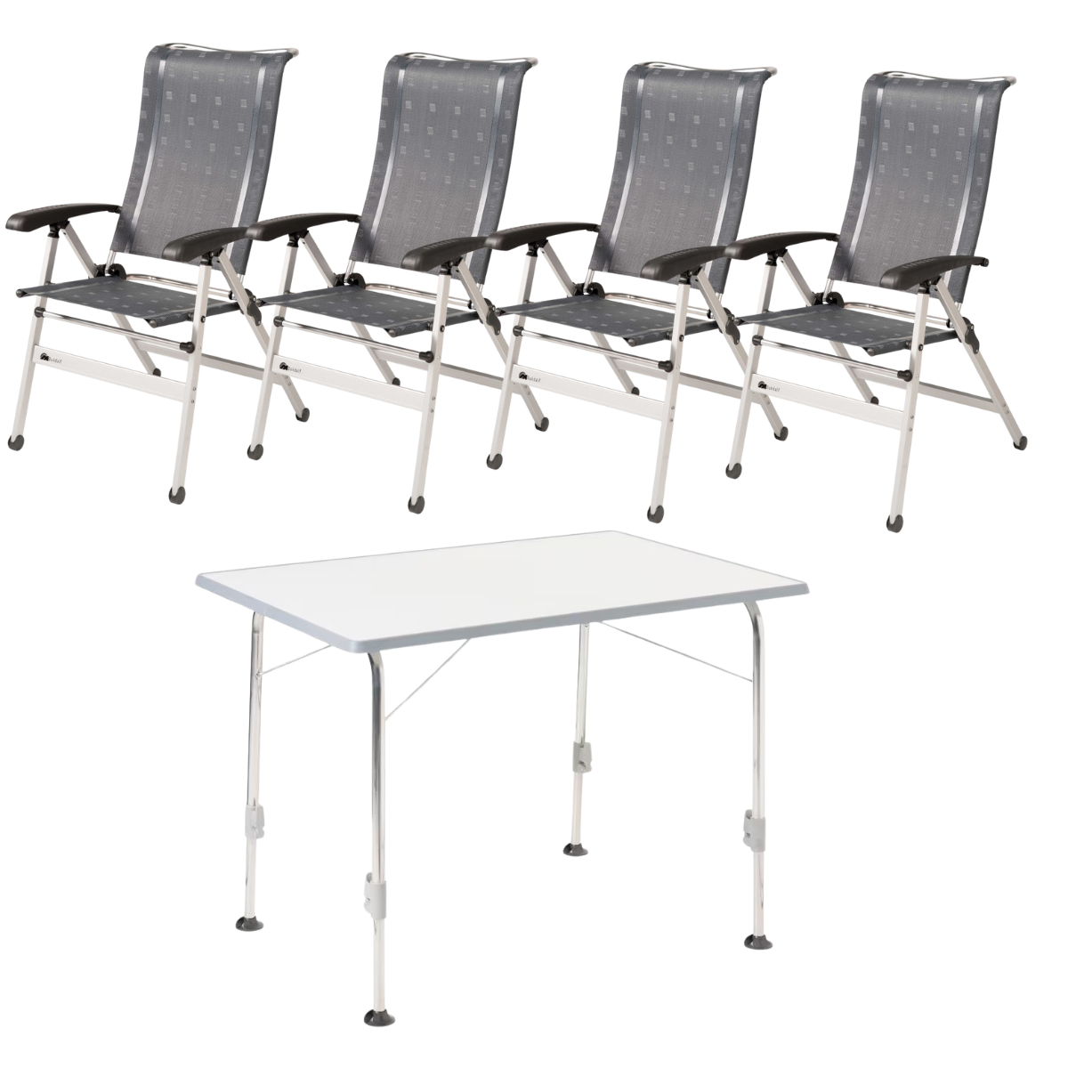 DUKDALF Stuhl Cha Cha anthrazit 4er-Set - Tisch STABILIC III 115x70 cm hellgrau - 42-02-0677-4 40-24-1157.0