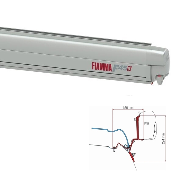 Markise FIAMMA F45 S 260 Royal grey Gehaeuse titanium inkl. Adapter Mercedes V Klasse Marco Polo