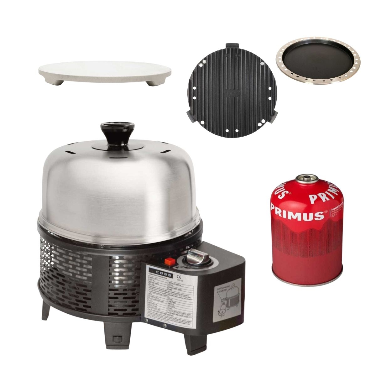 COBB Pro Gas Black und Grillplatte und Griddle - und Bratenrost und Bratpfanne und Pizzastein und Gaskartusche