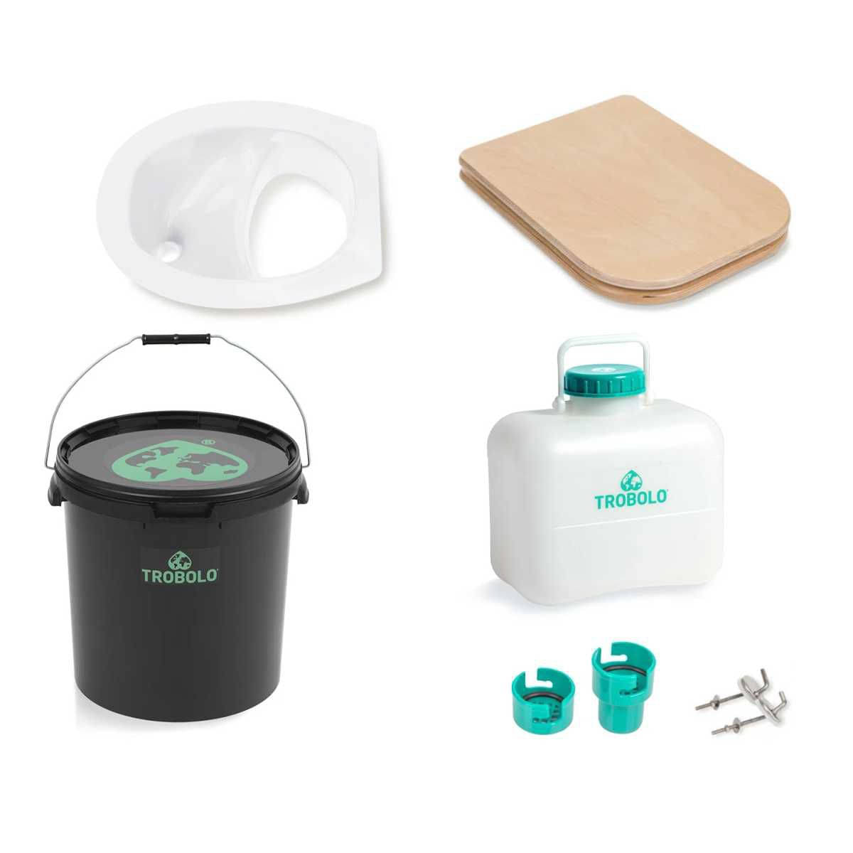 TROBOLO DIY Set 22 L Feststoffbehaelter mit Holzsitz Trenntoiletten-Bausatz weiss - BS2XX1405W