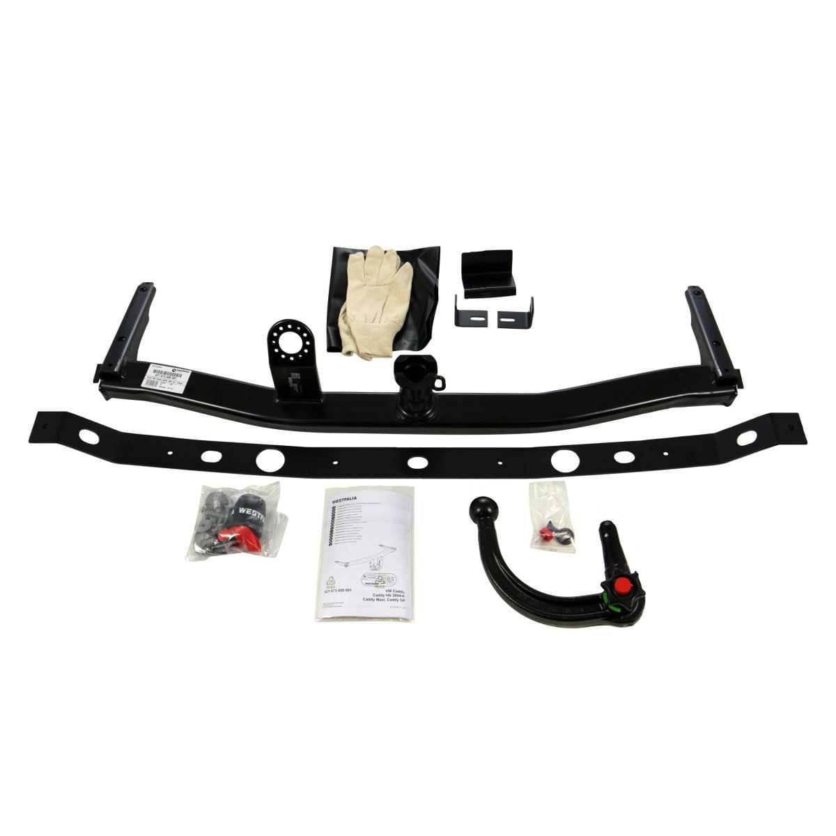Westfalia Abnehmbare Anhaengerkupplung fuer VW Caddy III - IV -inkl Life- Maxi- Alltrack- -BJ 09-2010-09-2020- - im Set mit 13-pol. fahrzeugspezifischem Elektrosatz - 321660900113