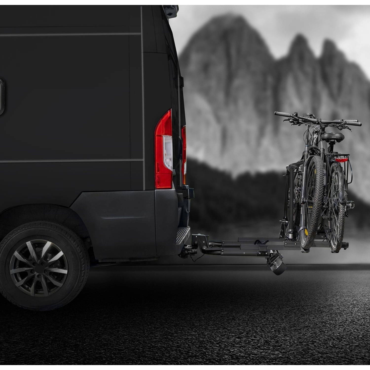 EUFAB SD260 Fahrradträger black für 2 Räder Hecktüren 11619 inkl. Rampe Fahrradtraeger EUFAB SD260 black ausziehbar fuer 2 Raeder Hecktueren 11619 inkl. Tasche 11636