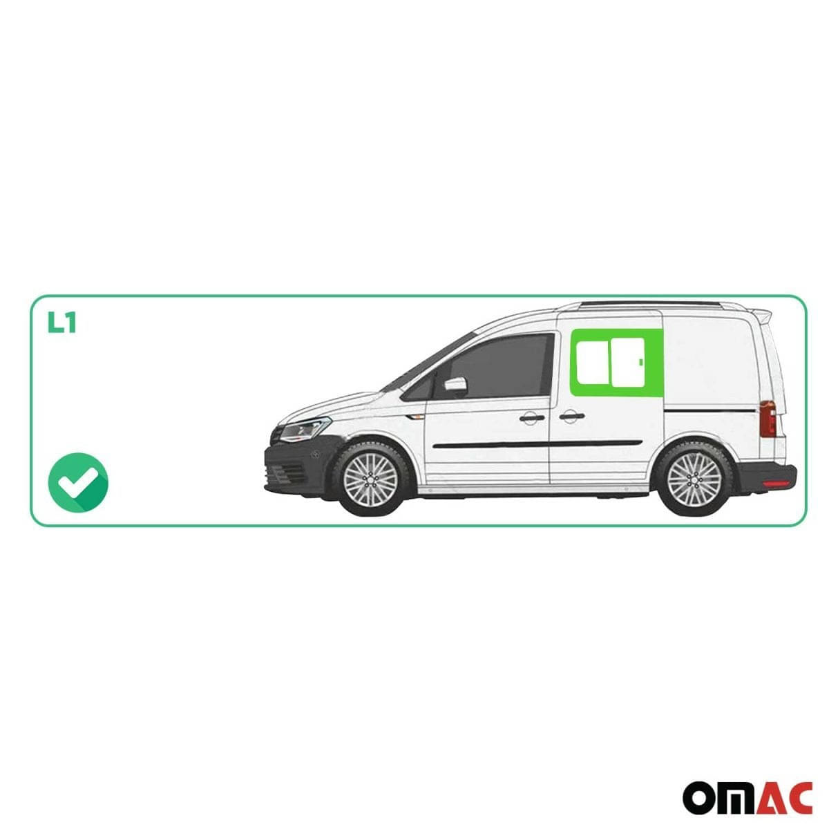 OMAC Seitenfenster Schiebefenster VW Caddy III-IV L1 Bj. 2003-2020 Vorne Links - 7520405-1FSSL