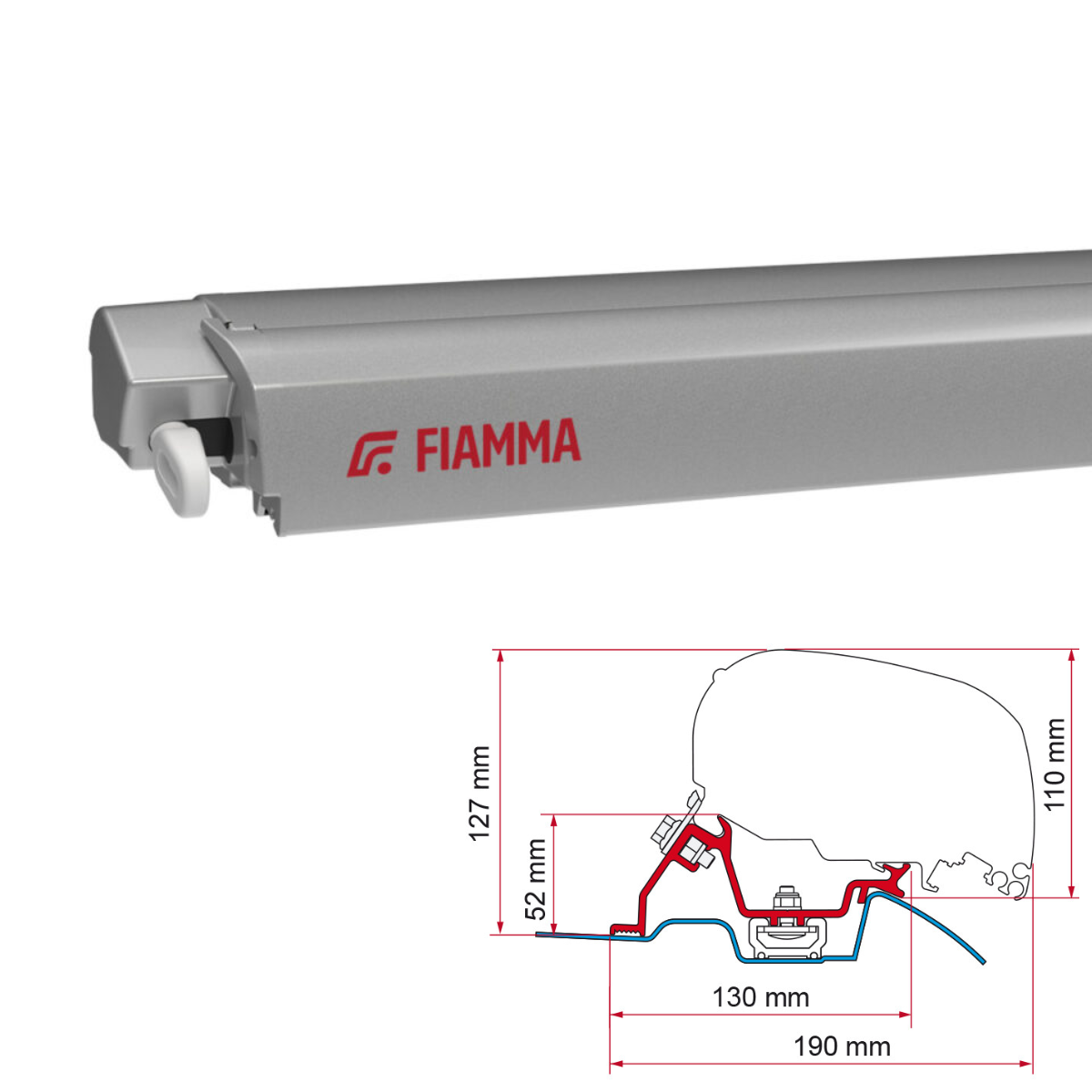 Luifel FIAMMA F80 S 320 Royal grey Huis titanium incl. Adapterkit Mercedes Sprinter II VW Crafter Markise FIAMMA F80 S 320 Royal grey Gehaeuse titanium inkl. Adapterkit Mercedes Sprinter II VW Crafte - 07832B01R 98655-772