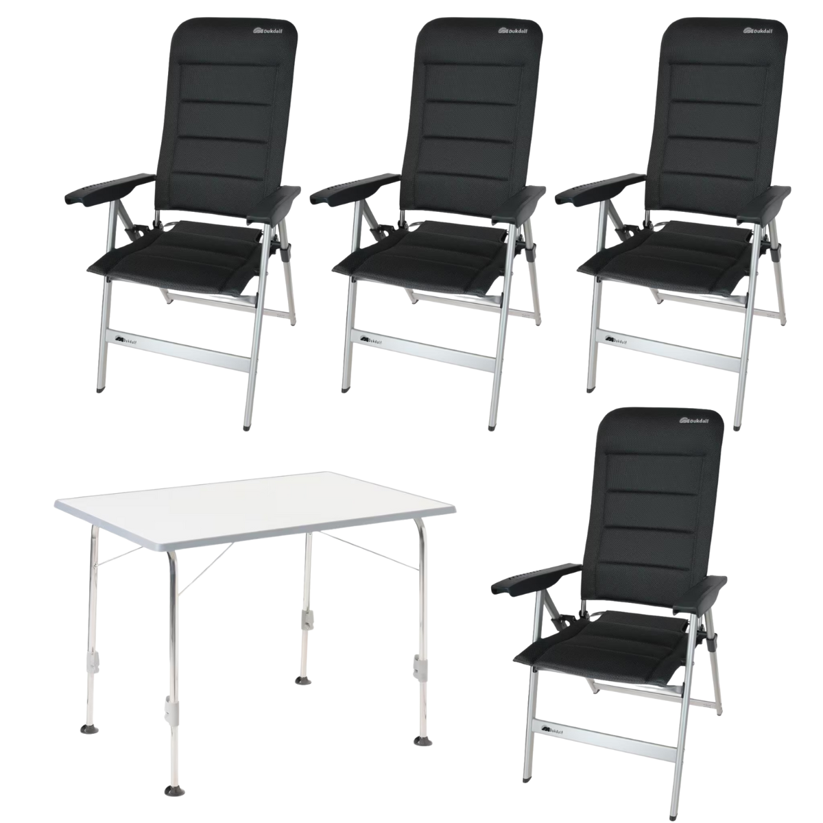 DUKDALF Stuhl Brillante 3D Mesh anthrazit 4er-Set & Tisch STABILIC III 115x70cm hellgrau DUKDALF Stuhl Brillante 3D Mesh anthrazit 4er-Set - Tisch STABILIC III 115x70cm hellgrau - 41-14-8800-4 40-24-1157.0