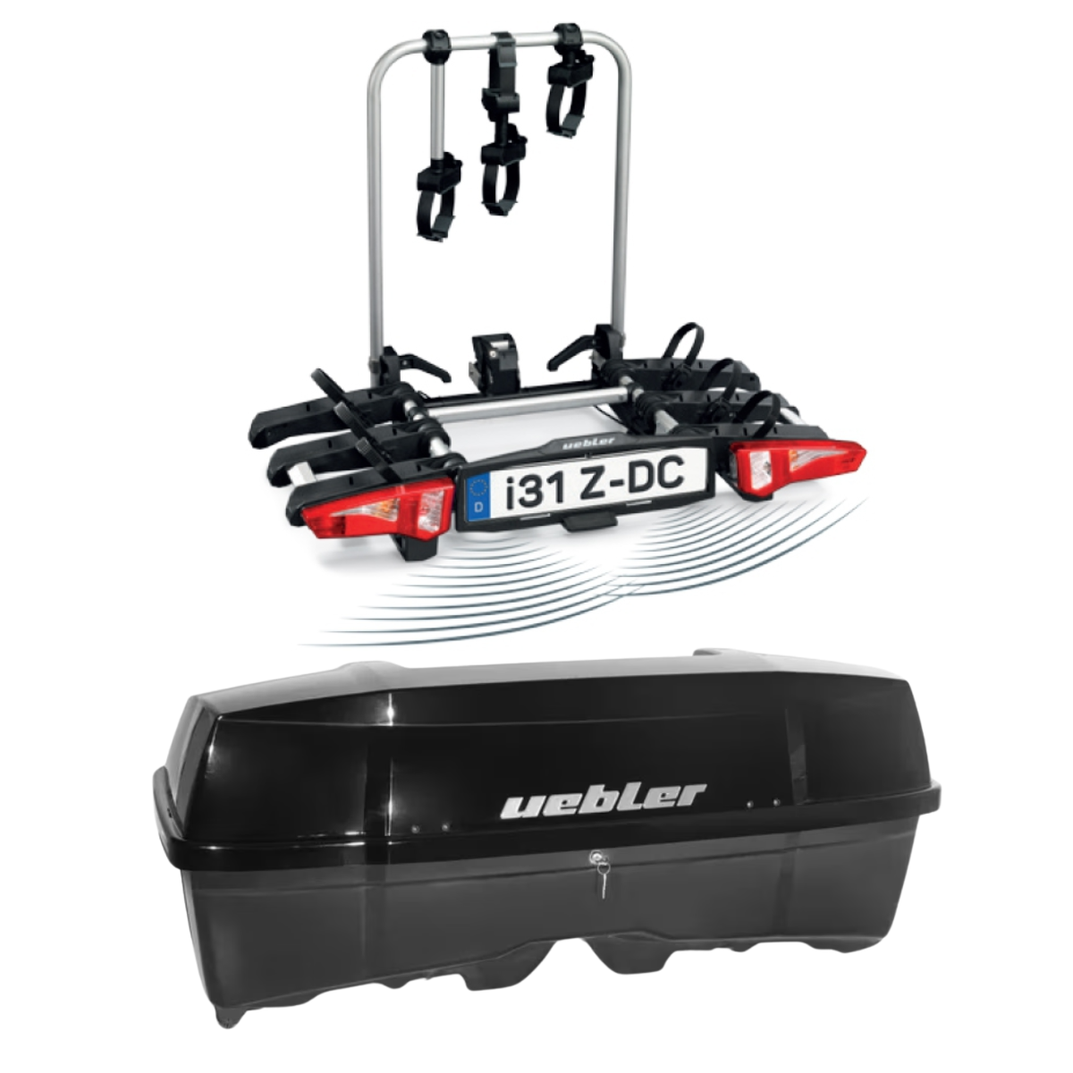 Set UEBLER i31 Z Fahrradtraeger 18130-DC 3 Raeder faltbar Rueckfahrkontrolle inkl. Heckbox - 18130-DC 25080