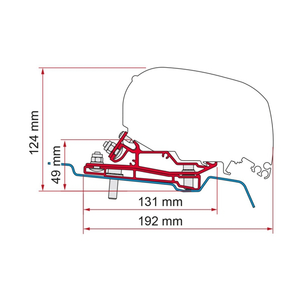 Markise FIAMMA F80 S 400 Royal grey Gehaeuse weiss inkl. Adapter Ford Transit H3 L4 ab 2014