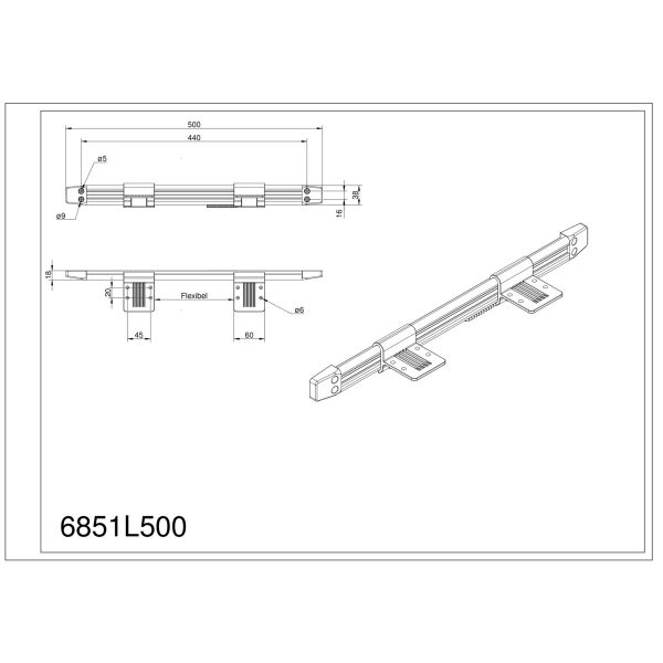 ILSE TECHNIK Wandanschlussschiene 50 cm - 6851 L500