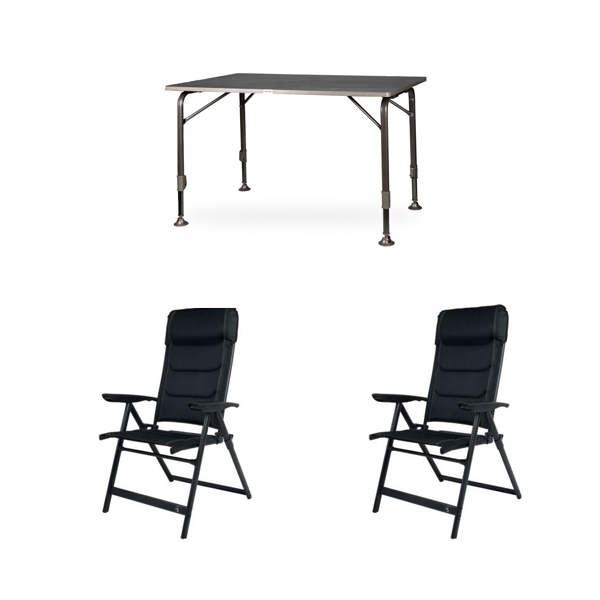 Set 1 Tisch WESTFIELD Moderna Tisch 120 x 80 cm - Avantgarde Series - 101-750 und 2 Stuehle Camperdice Evolution schwarz
