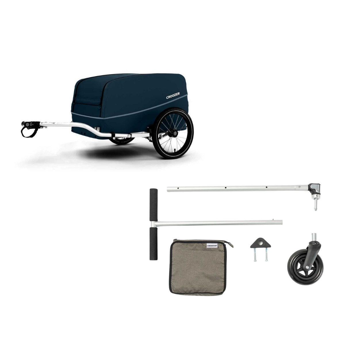 CROOZER Lastenfahrradanhänger Cargo Tuure Blueberry Blue mit Bollerwagen-Set