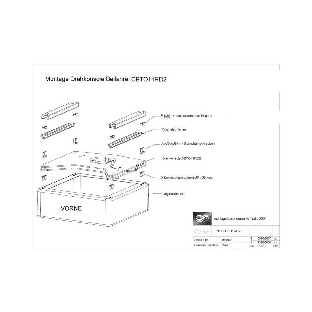 SCOPEMA Drehkonsolen-Set Renault Trafic-Opel Vivaro A Bj. 01-14 Fahrer- und Beifahrerseite - CBTO11RG2 CBTO11RD2