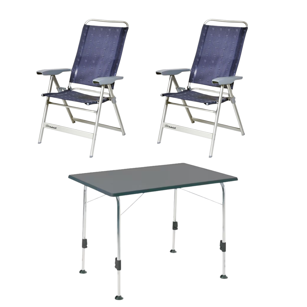 DUKDALF Stuhl Dynamic blau 2er-Set - Tisch STABILIC II 100x68 cm anthrazit - 41-00-4611-4 40-24-1007.4